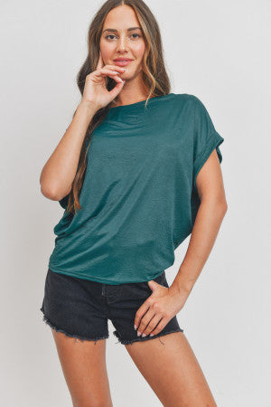 JAYNE WIDE NECK TOP~TEAL