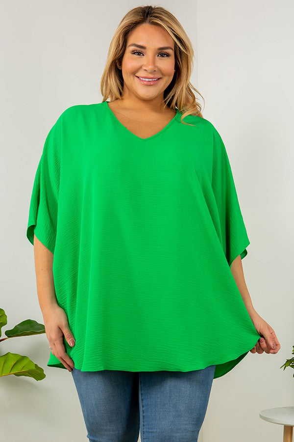 PORTIA V-NECK LOOSE FIT BLOUSE~GREEN