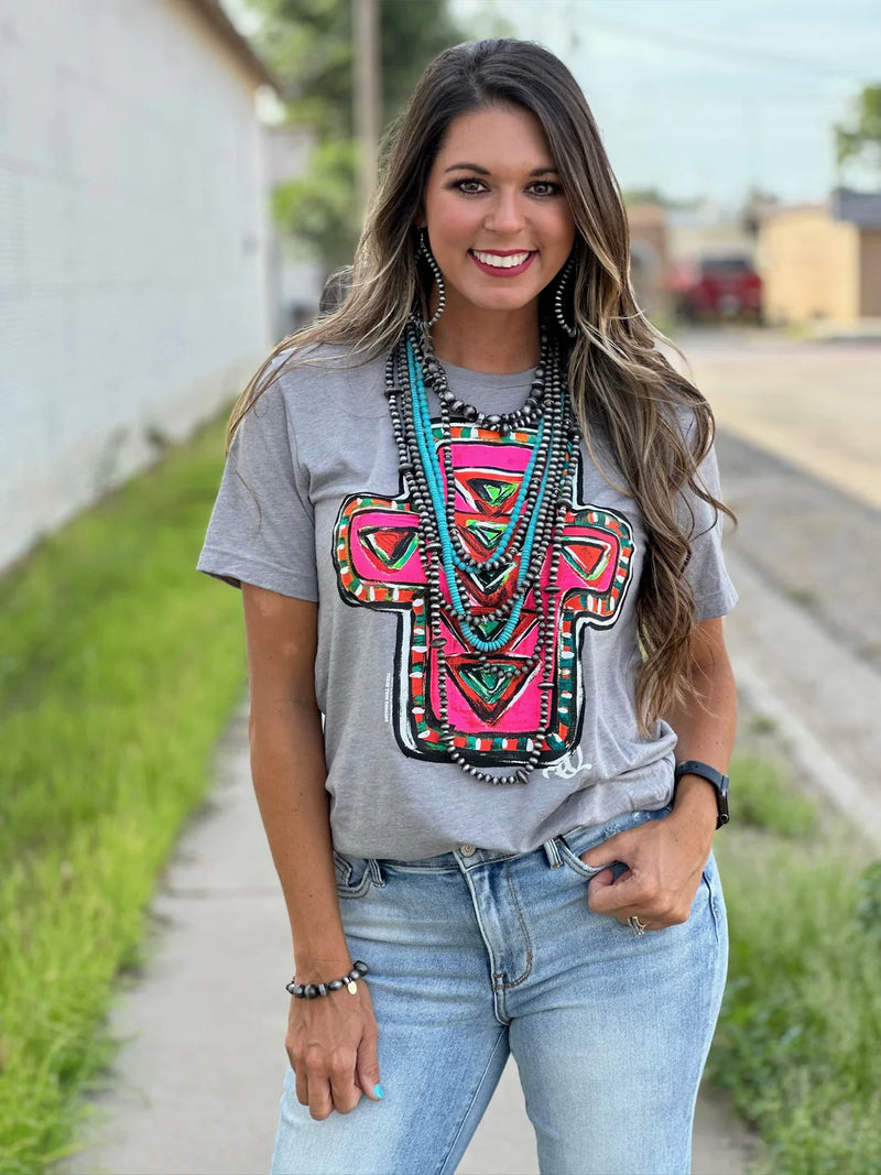 TX TRUE THREADS TEE~NEON CROSS