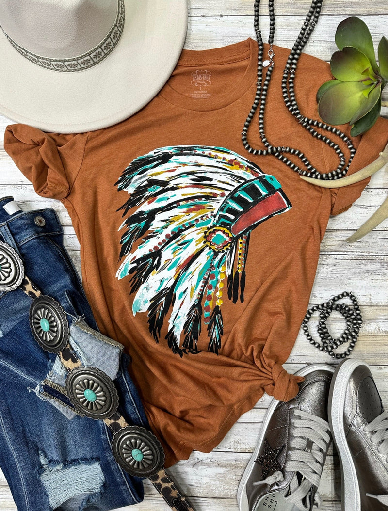 TX TRUE THREADS TEE~WATERCOLOR HEADDRESS