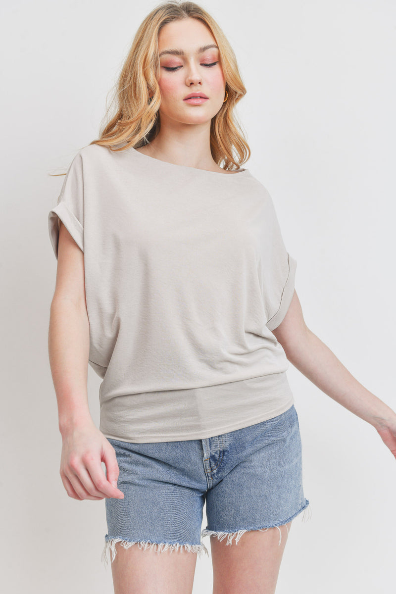 JAYNE WIDE NECK TOP~OYSTER