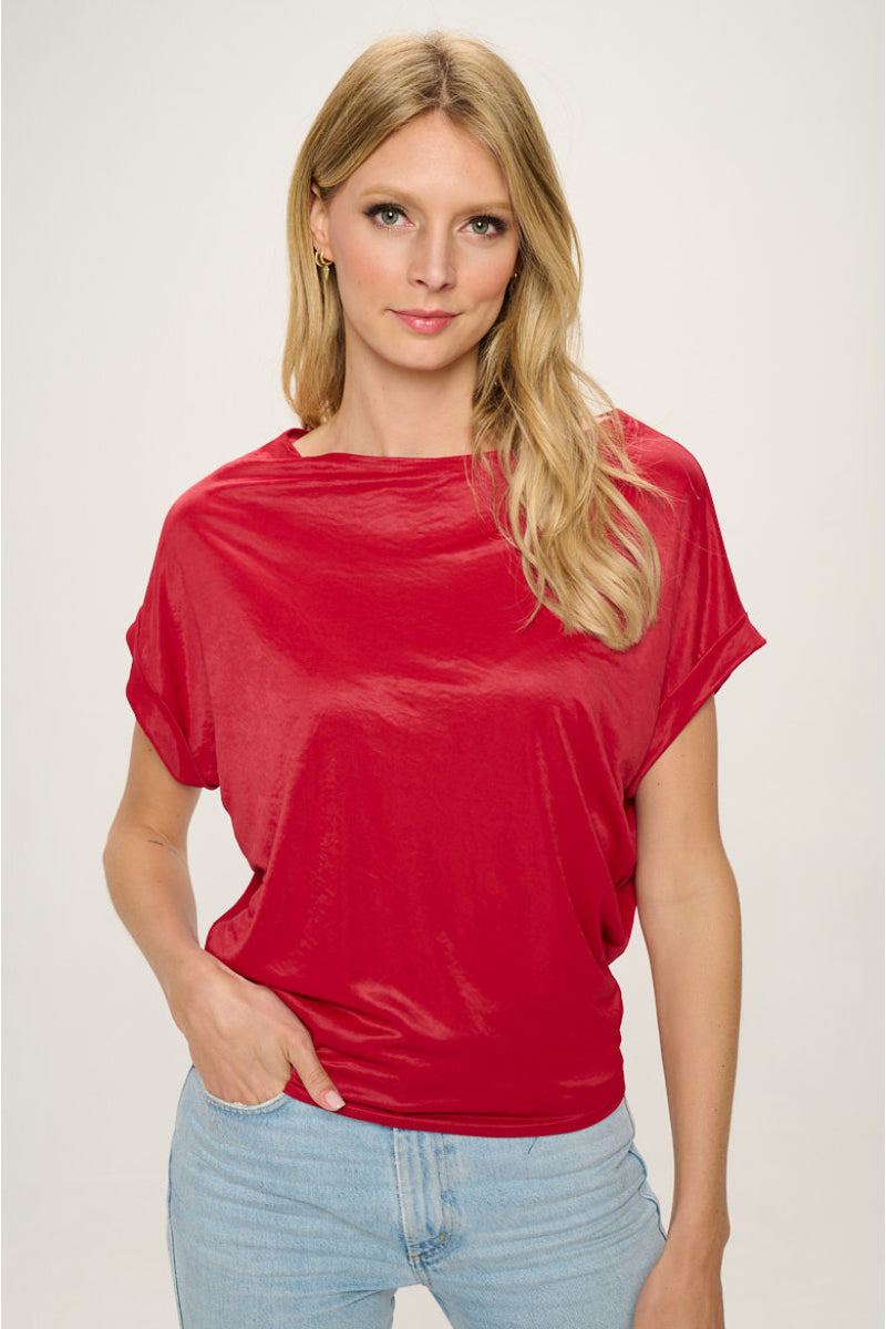 JAYNE WIDE NECK TOP~CHERRY