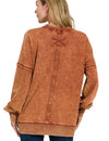 ZOILA ACID WASH FLEECE-RUST