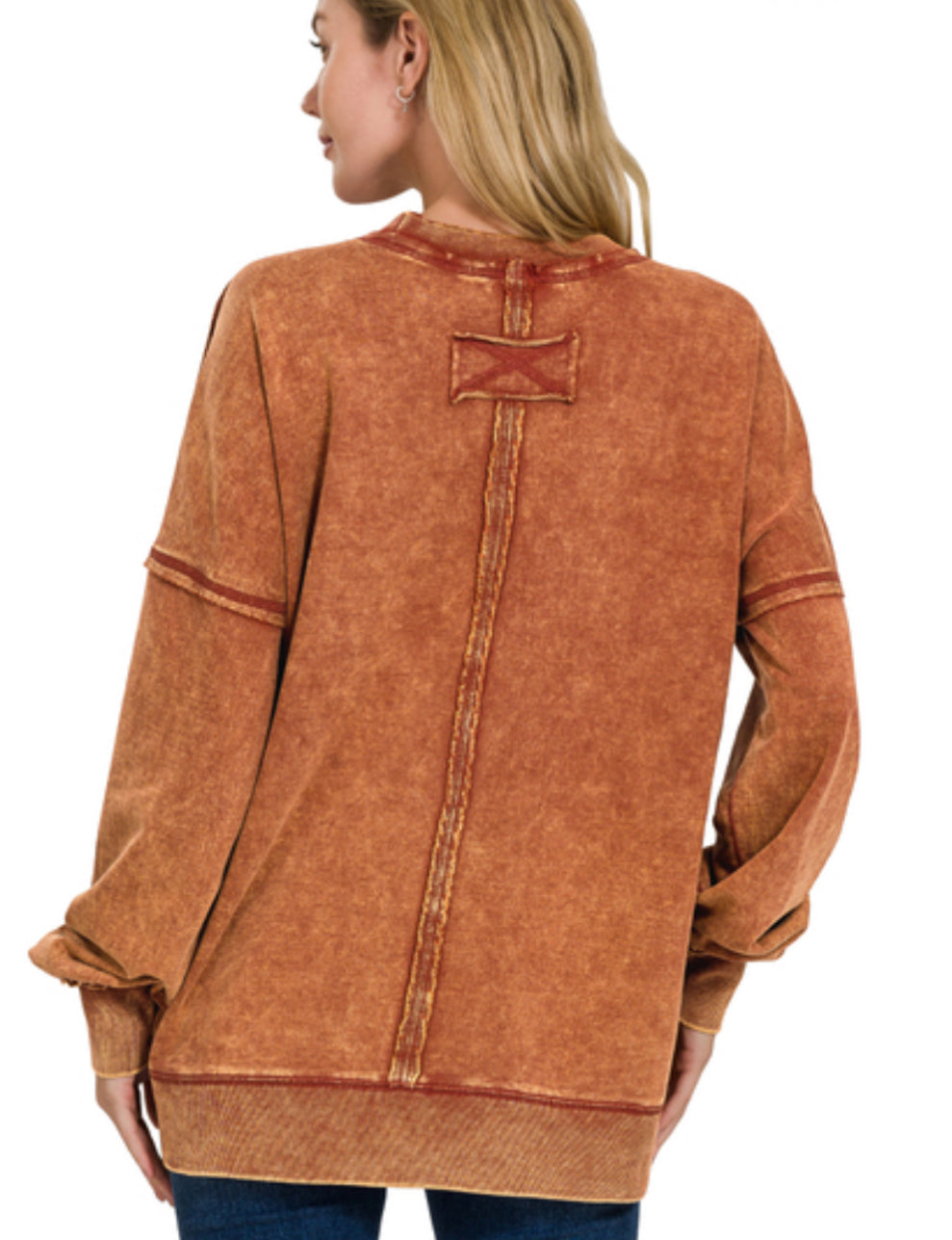 ZOILA ACID WASH FLEECE-RUST