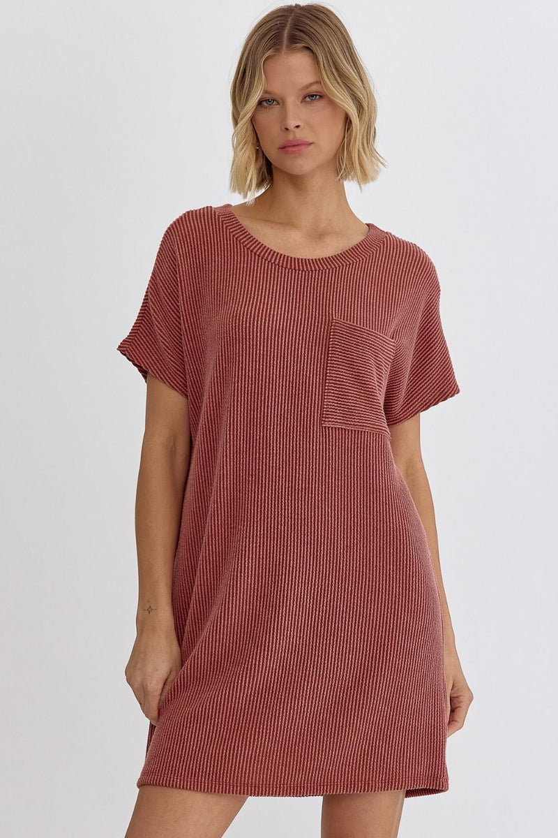 MICHELE RIBBED T-SHIRT DRESS