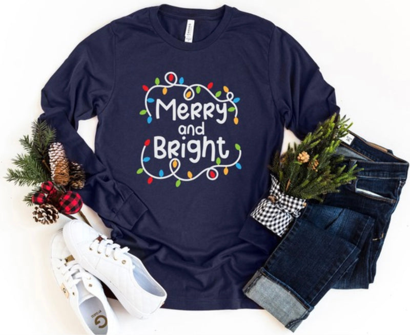 MERRY AND BRIGHT LONG SLEEVE TEE